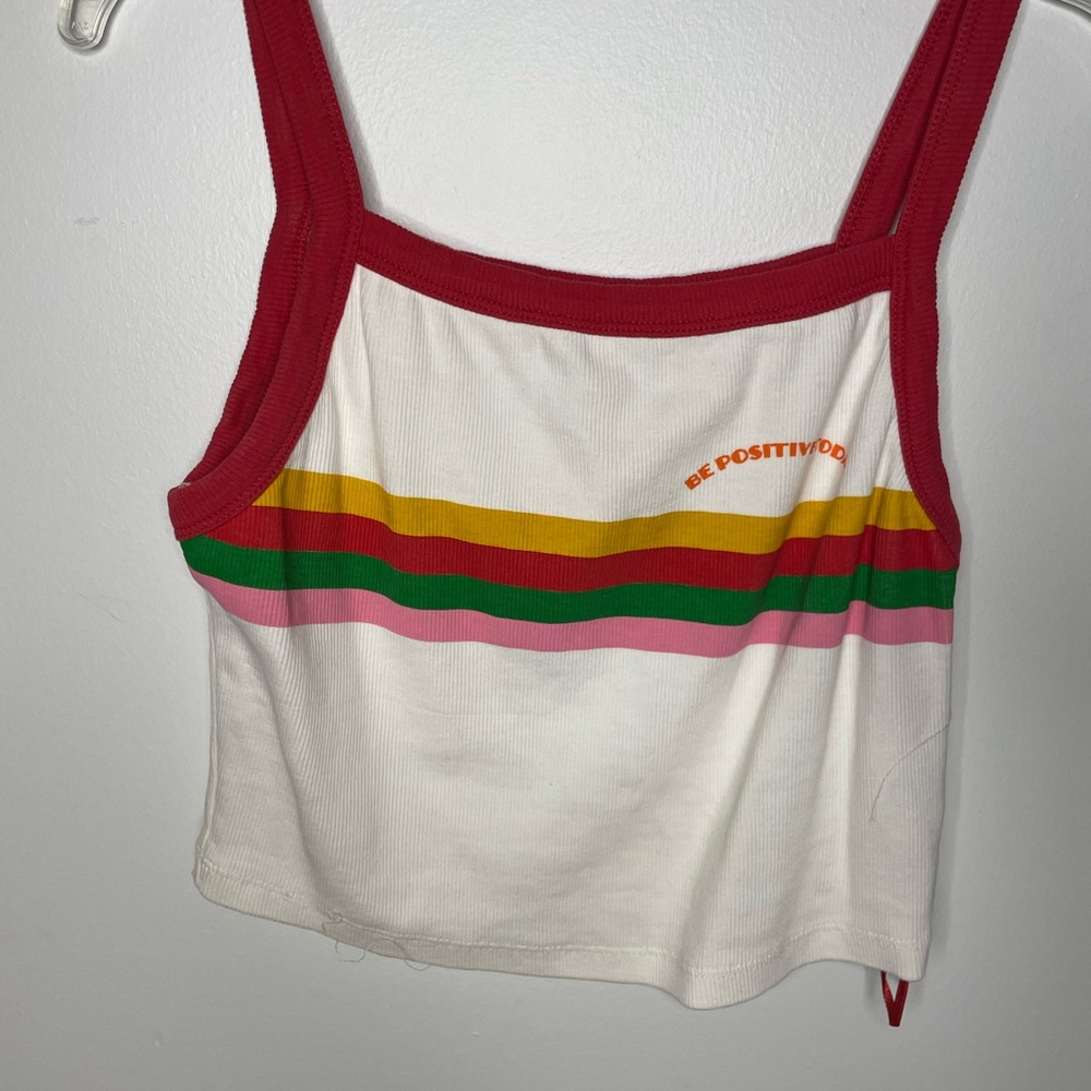 Zara “be positive today” rainbow crop top